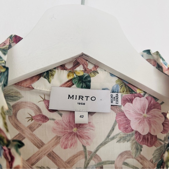 Mirto 1956 Liberty Floral Print Button Front Shirt White Long Sleeve Size M - Picture 5 of 8